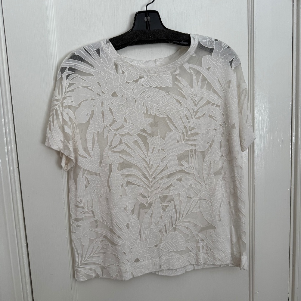 Sheer White Palm Leaf Top